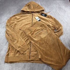 Vintage Sean John 2XL Y2K Velvet Velour Tracksuit Set Pants Hoodie Brown